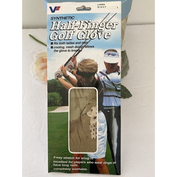 Valley Forge Synthetic Half-finger Golf Glove Ladies Right‎ Large Cream Color - Picture 9 of 12